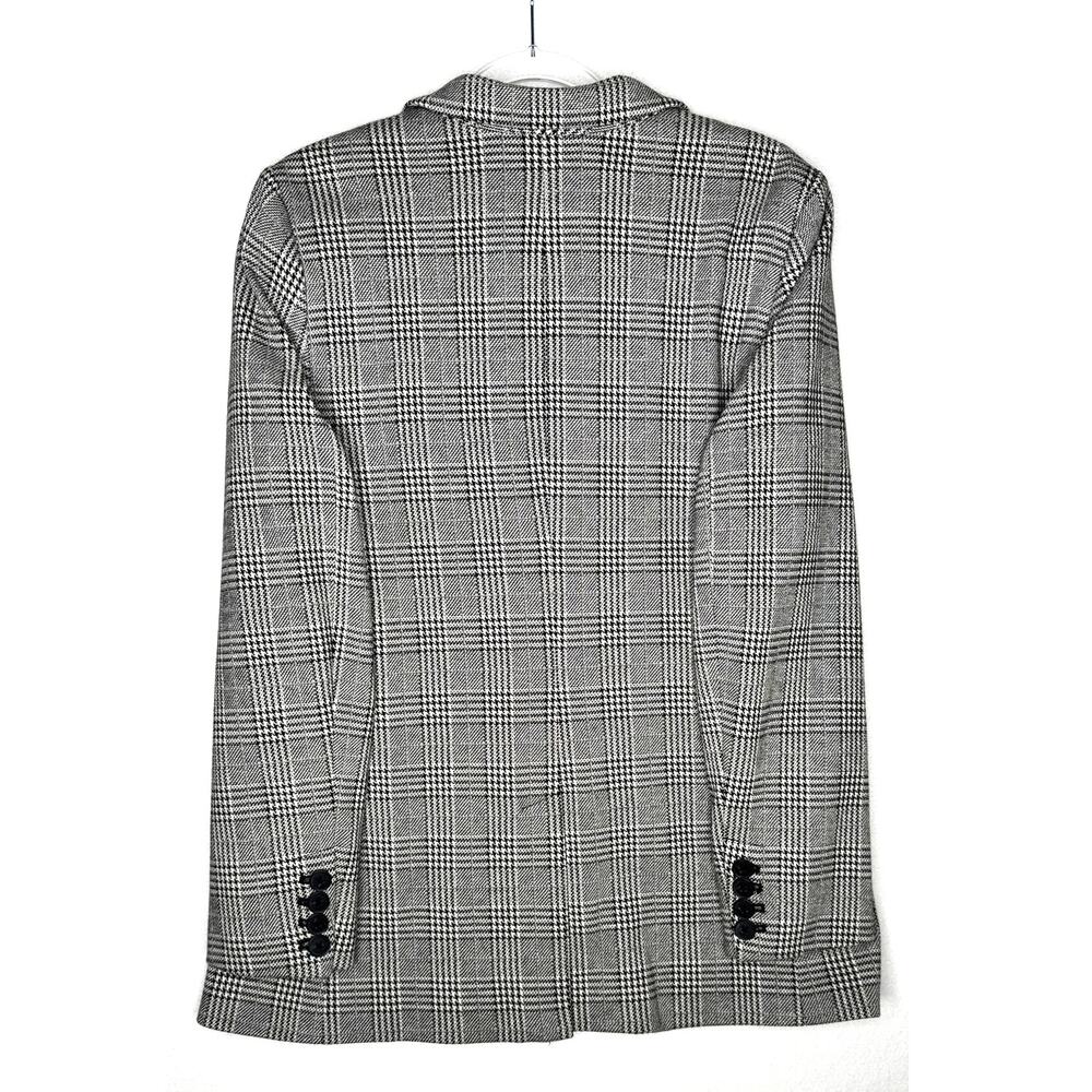 2018s GAP Glen Plaid Double Breasted Blazer Jacket Gray Black Size L/XL 14 NWT - Picture 2 of 15